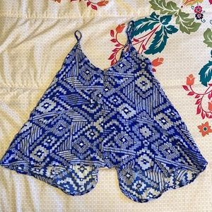 Mahina Blue/White Aztec Printed Tank Top Size M